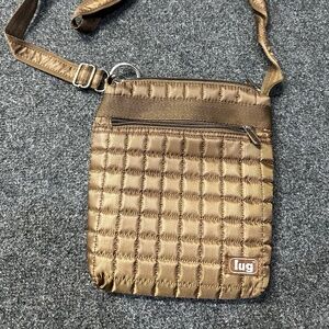 Lug Skipper Brown Square Quilted Crossbody Purse Shoulder Bag Adjustable Strap